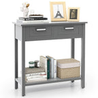 Narrow Console Table with Drawers and Open Storage Shelf - 31.5L x 14W x 32H