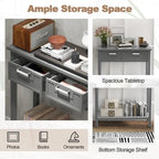 Narrow Console Table with Drawers and Open Storage Shelf - 31.5L x 14W x 32H