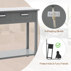 Narrow Console Table with Drawers and Open Storage Shelf - 31.5L x 14W x 32H