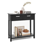 Narrow Console Table with Drawers and Open Storage Shelf - 31.5L x 14W x 32H