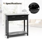 Narrow Console Table with Drawers and Open Storage Shelf - 31.5L x 14W x 32H