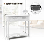 Narrow Console Table with Drawers and Open Storage Shelf - 31.5L x 14W x 32H