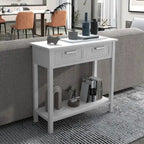 Narrow Console Table with Drawers and Open Storage Shelf - 31.5L x 14W x 32H
