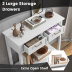 Narrow Console Table with Drawers and Open Storage Shelf - 31.5L x 14W x 32H