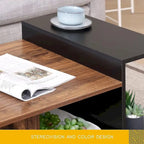 Farmhouse Glass Coffee Table with Storage, Metal Wood