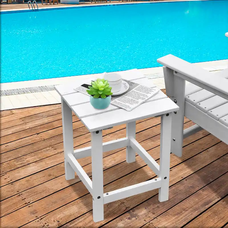 15 End Side Coffee Table Square Wooden Slat Garden Deck - See details