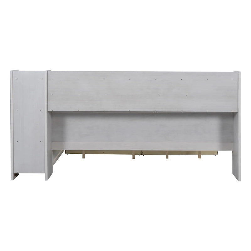 Wooden Multi-functional Daybed with Storage Shelves, 2 Storage Drawers and Study Desk