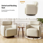 Raphael Modern Swivel Genuine Leather Barrel Chair