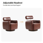 Raphael Modern Swivel Genuine Leather Barrel Chair