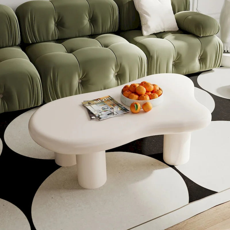 40 Inch Black Cloud Shaped Coffee Table for Living Room