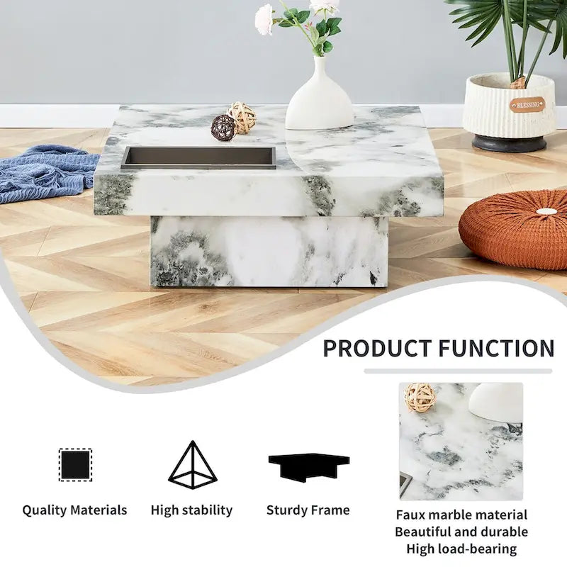 Coffee Table,Imitation Marble Pattern,Made Of Mdf Material,The Fusion Of Elegance And Natural Fashion