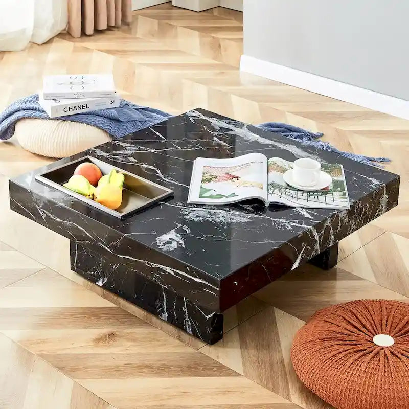 Coffee Table,Imitation Marble Pattern,Made Of Mdf Material,The Fusion Of Elegance And Natural Fashion