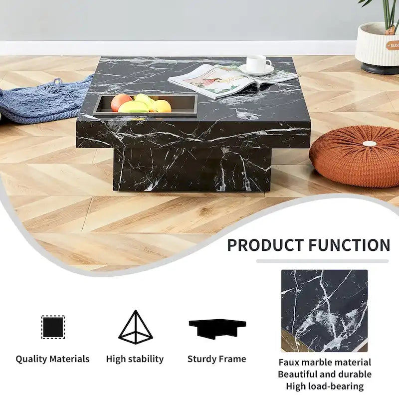 Coffee Table,Imitation Marble Pattern,Made Of Mdf Material,The Fusion Of Elegance And Natural Fashion