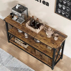 Narrow Long Console Table with Storage, 3 Tier Wood Sofa Table