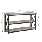 Narrow Long Console Table with Storage, 3 Tier Wood Sofa Table