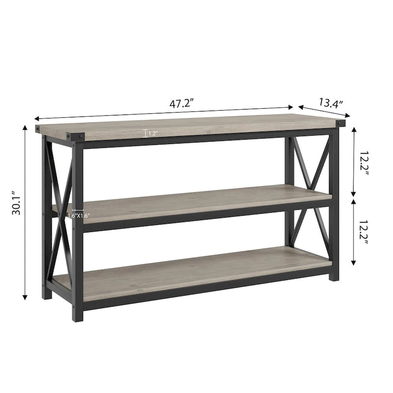 Narrow Long Console Table with Storage, 3 Tier Wood Sofa Table
