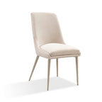 Wils 20 Inch Set of 2 Dining Chairs, Cream Velvet, Gold Tapered Metal Legs