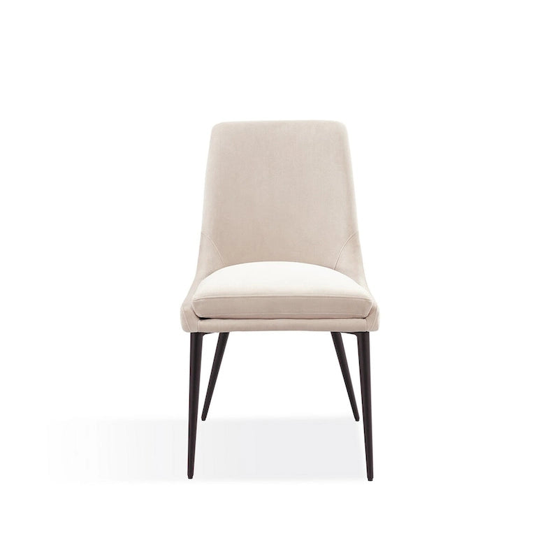 20 Inch Dining Chairs, Cream Velvet, Gold Tapered Metal Legs
