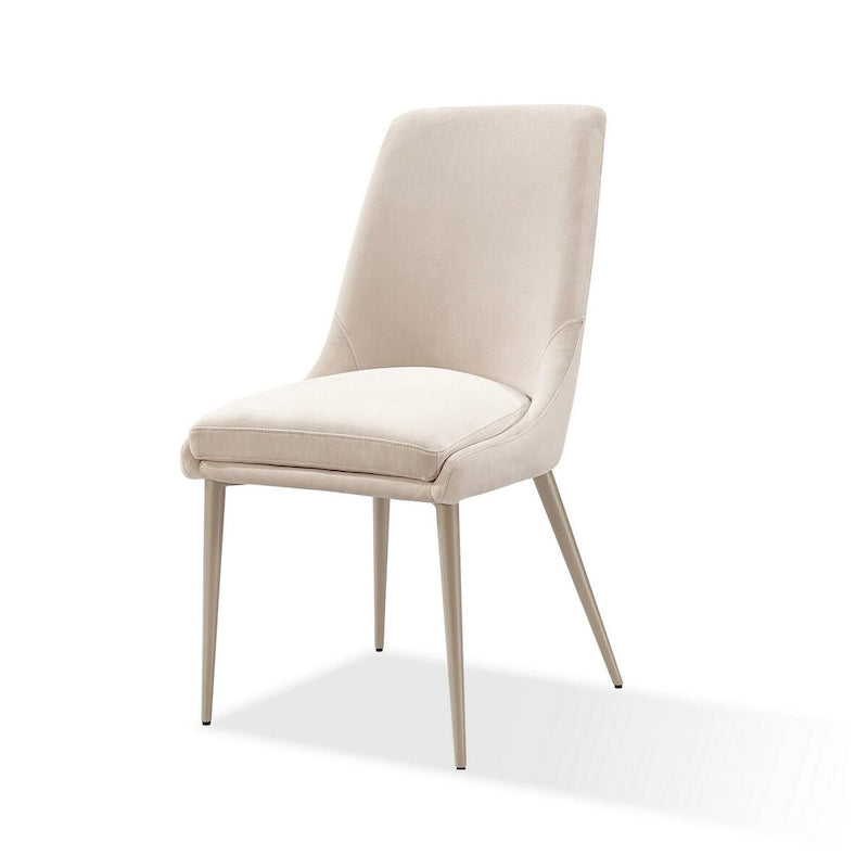 20 Inch Dining Chairs, Cream Velvet, Gold Tapered Metal Legs