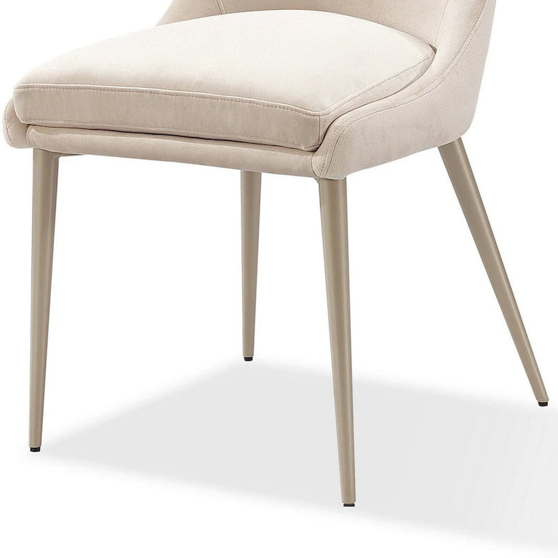 20 Inch Dining Chairs, Cream Velvet, Gold Tapered Metal Legs