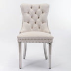High-end Tufted Solid Wood Contemporary Velvet Upholstered Dining Chair with Chrome Stainless Steel Plating Legs,Set of 2