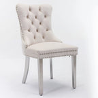 High-end Tufted Solid Wood Contemporary Velvet Upholstered Dining Chair with Chrome Stainless Steel Plating Legs,Set of 2