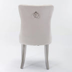High-end Tufted Solid Wood Contemporary Velvet Upholstered Dining Chair with Chrome Stainless Steel Plating Legs,Set of 2