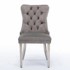 High-end Tufted Solid Wood Contemporary Velvet Upholstered Dining Chair with Chrome Stainless Steel Plating Legs,Set of 2