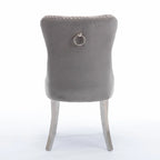 High-end Tufted Solid Wood Contemporary Velvet Upholstered Dining Chair with Chrome Stainless Steel Plating Legs,Set of 2