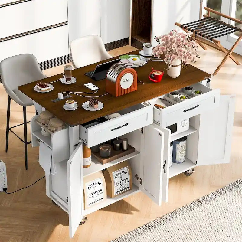 53.5Farmhouse Kitchen Island with Power Outlet