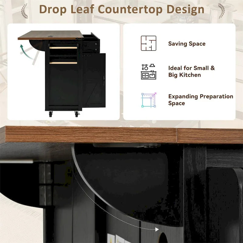 53.5Farmhouse Kitchen Island with Power Outlet