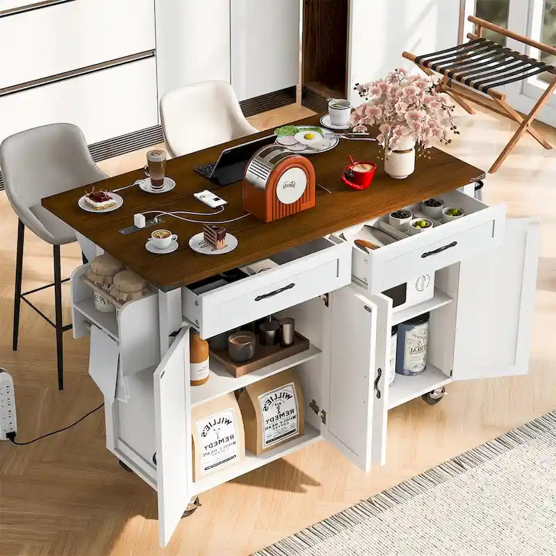 53.5Farmhouse Kitchen Island with Power Outlet
