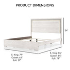 Contemporary Washed White Panel Bed with LED Lighting