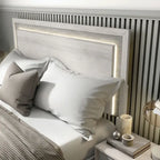 Contemporary Washed White Panel Bed with LED Lighting