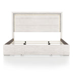 Contemporary Washed White Panel Bed with LED Lighting