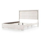 Contemporary Washed White Panel Bed with LED Lighting