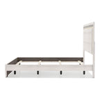 Contemporary Washed White Panel Bed with LED Lighting